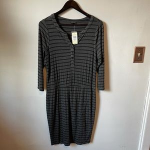 Torrid Grey+black stripe ribbed Henley dress size0
